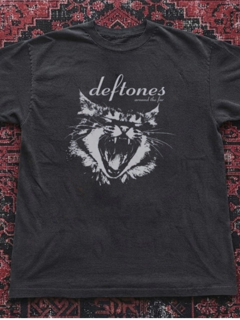 Gildan Black Deftones Cat Graphic Tee